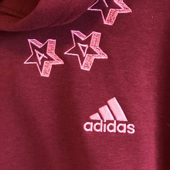 Adidas Brand Hooded Sweatshirt Pullover Maroon Men’s Sz.Med,Women’s Sz.Large NWT - Picture 2 of 6